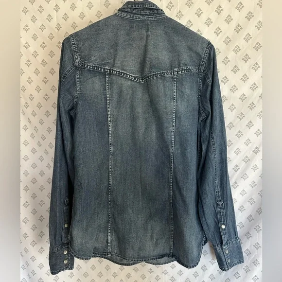 J. Crew Denim Chambray Button Down Shirt with Pearl Snaps - Picture 10 of 13